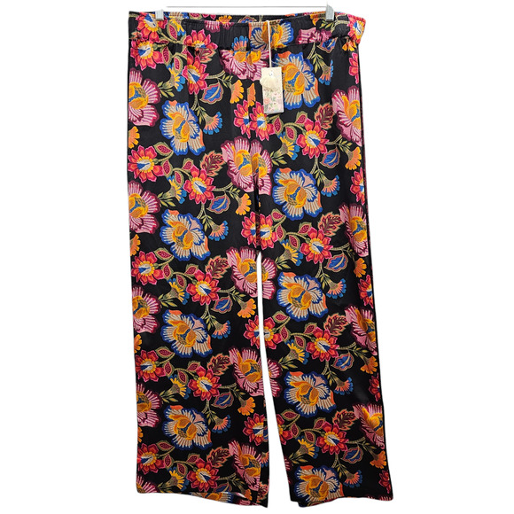 NWT Johnny Was Workshop Pants Women's XXL Sidonia Lounge Floral Silk Flowy